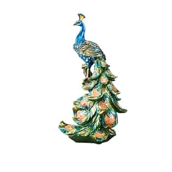 クジャク   置物 装飾品 現代工芸品美術品 DENKO HOME ガラス細工 クジャク 孔雀 置物 インテリ 母の日